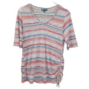 Democracy Woman's Top Size Medium, Pullover, Short Sleeve, Gathered Side